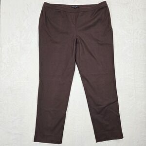 LAFAYETTE 148 Bleecker Trousers 18 Brown Straight Leg Comfort Business Career